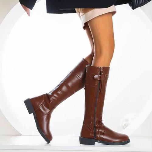 大筒围长靴女粗腿高筒靴厚底显瘦长筒靴胖腿mm大码41平底骑士靴43