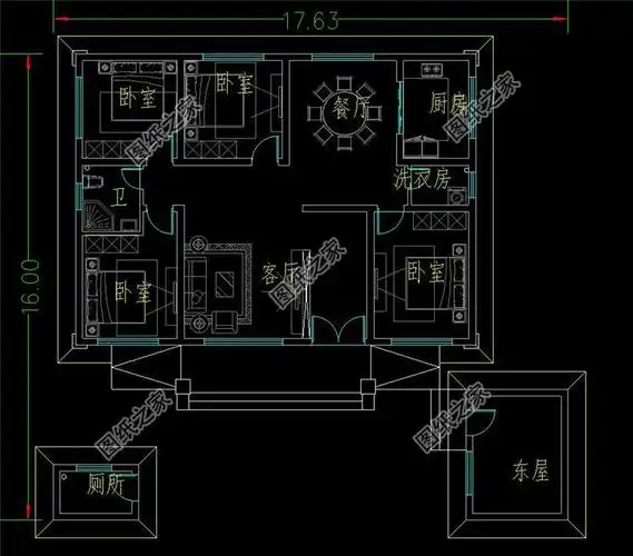 大气农村一层自建别墅方案平面图