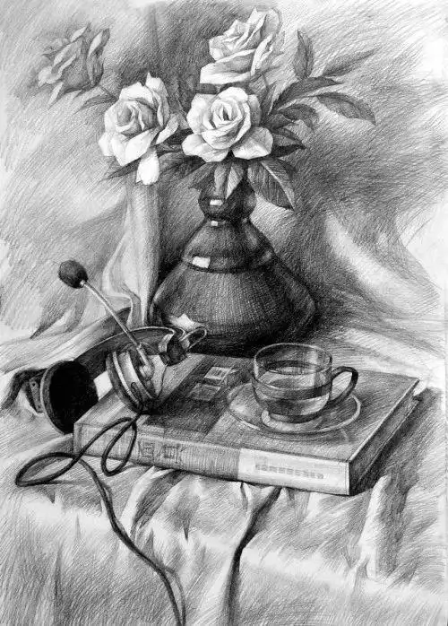 素描花卉临摹高清大图 花卉素描画入门技法学习教程 - 叮叮工作室