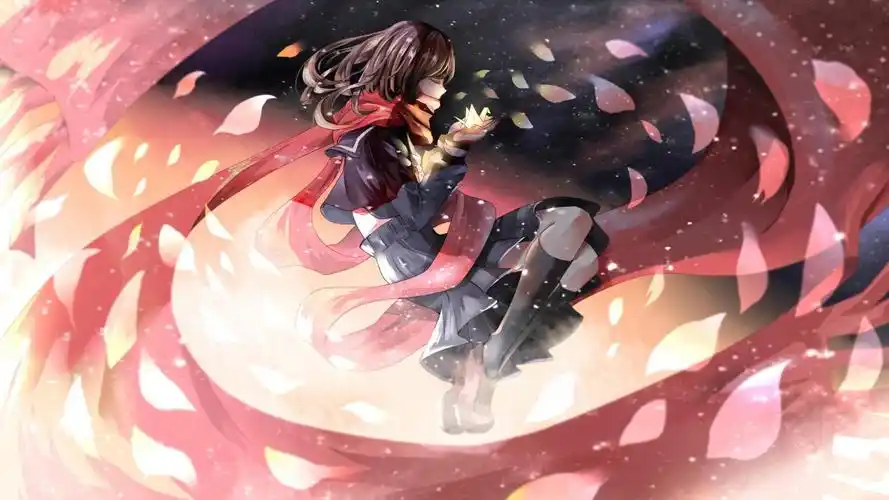 女生,围巾,花瓣,4k动漫图片,4k高清动漫图片,娟娟壁纸