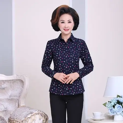 2018新款中老年女装衬衫长袖4050岁中年妈妈春秋衬衫