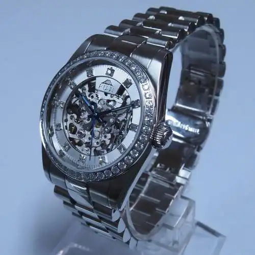 fuji富士全自动双面镂空机械表 高档镶钻商务男士手表 进口男式表