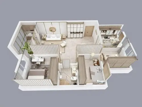 鸟瞰图--半/全墙设置