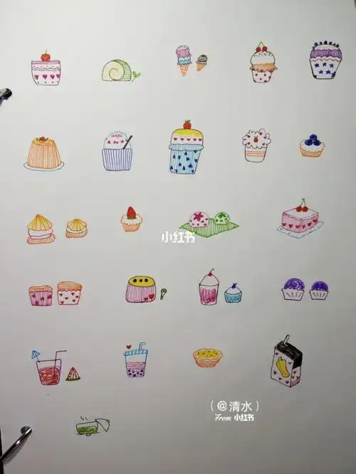 91手帐甜品小合集甜品手帐甜点简笔画美味文化绘画
