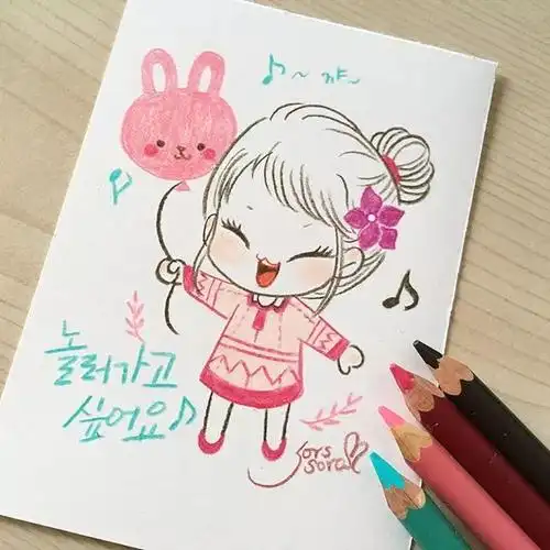 100张人物彩铅简笔画超萌小清新小伙伴们收图吧