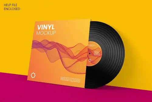 13个黑胶唱片封套封面设计样机psd模板 vinyl record mockup v.