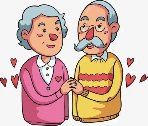 卡通手绘老夫妻