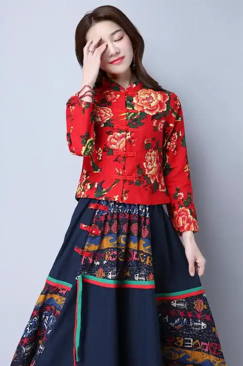 春夏新款中国风复古民族风女装上衣春秋修身盘扣开衫棉麻女短外套