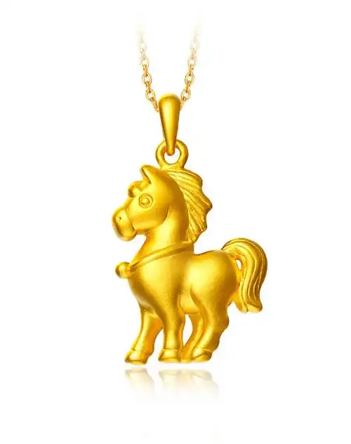 俊俏生肖马黄金吊坠