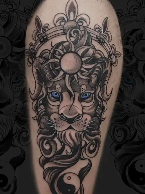 狮子座_纹身图案手稿图片_文太的纹身作品集