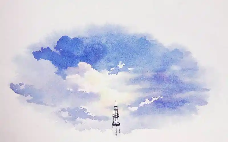 简易天空水彩画天空图片大全