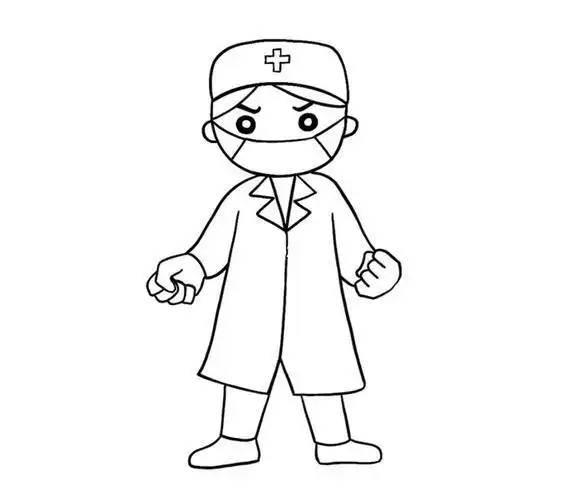 白衣天使儿童彩色简笔画