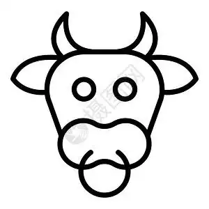 在白色背景中孤立的网络设计大纲中的牛头矢量图标牛头大纲样式插画