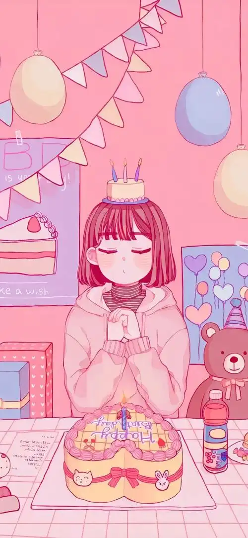 爱女孩插画少女心手机壁纸