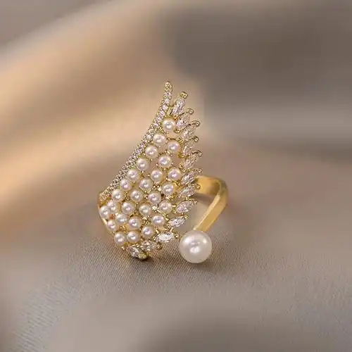 个性珍珠戒指女夏季可调节小众设计高级感轻奢时尚司藤景甜同款