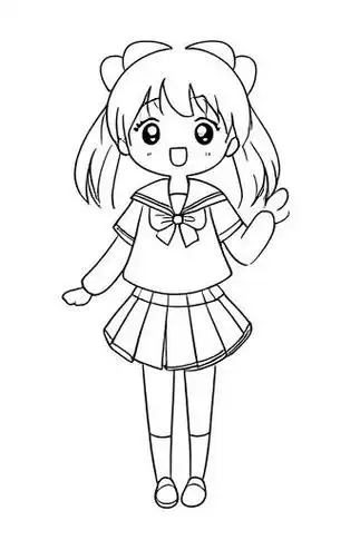 🎓学生短裙简笔画✨
