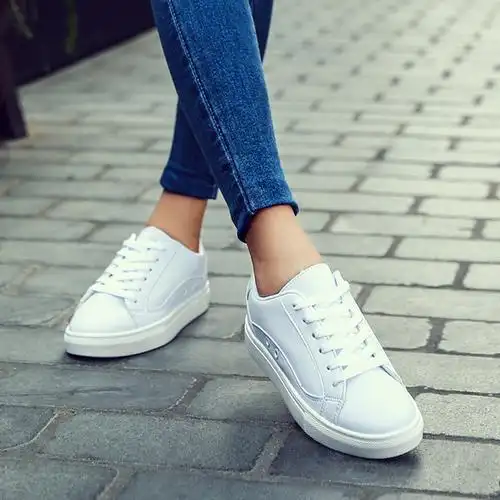 2016秋季百搭小白鞋女系带板鞋厚底韩版白色运动休闲鞋女鞋学生潮