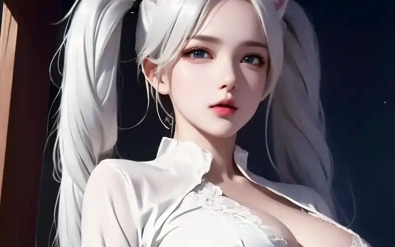 白毛猫耳双马尾