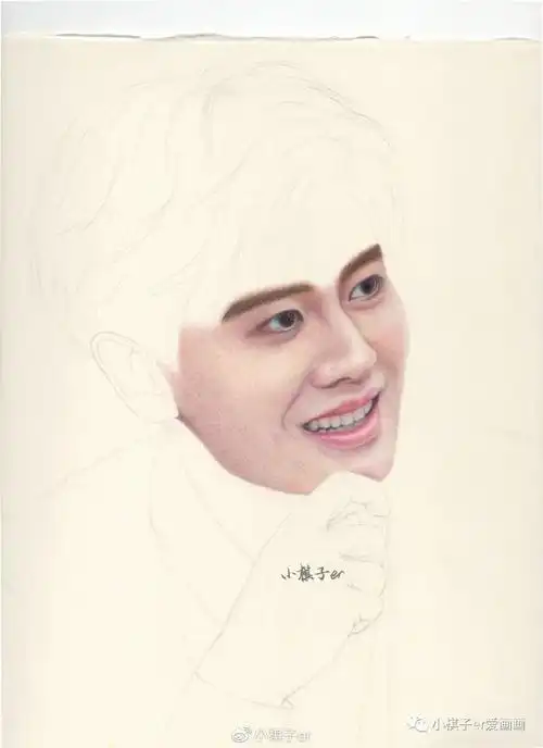 彩铅手绘人像过程分享-任嘉伦