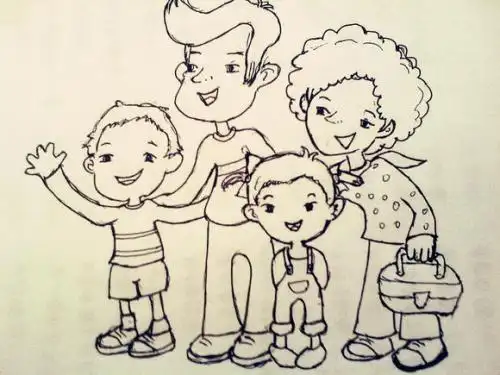 儿童画 简笔画 手绘 线稿 500375家庭简笔画 一家四口一家四口全家福