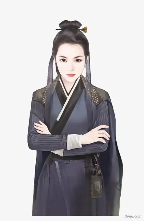 黑衣女侠士古风手绘