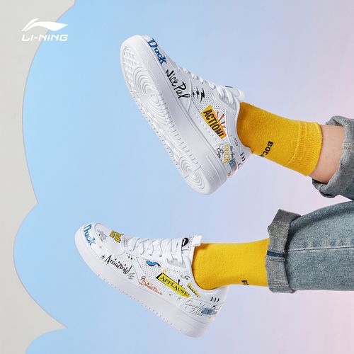 李宁板鞋男鞋2021新款迪士尼联名防滑低帮米奇运动休闲鞋