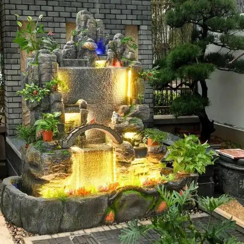 大型假山流水喷泉风水摆件露台花园庭院装饰户外招财鱼池景观