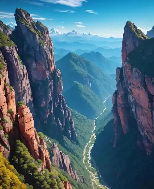 九寨沟的山峰它高耸入云,峰顶云雾缭绕,如同一座巍峨的宫殿