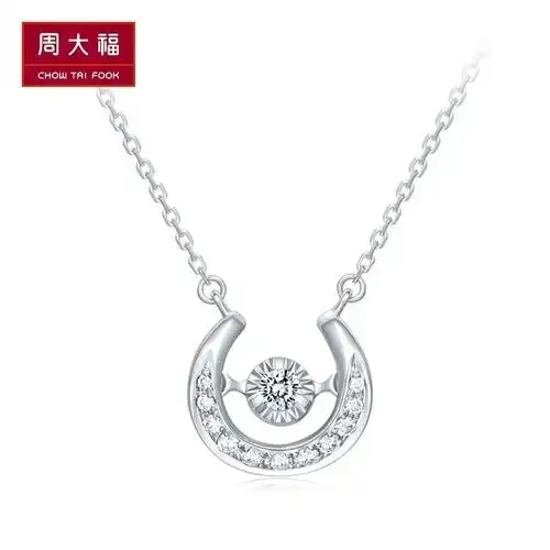 周大福怦然系列悸动18k金钻石项链套链吊坠u164271送礼好货