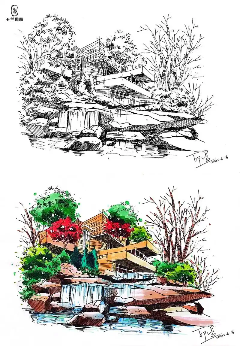 景观手绘效果图合集#景观设计 #手绘 #效果图 #合集 #景 - 抖音