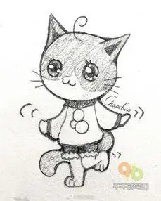 拟人猫咪简笔画
