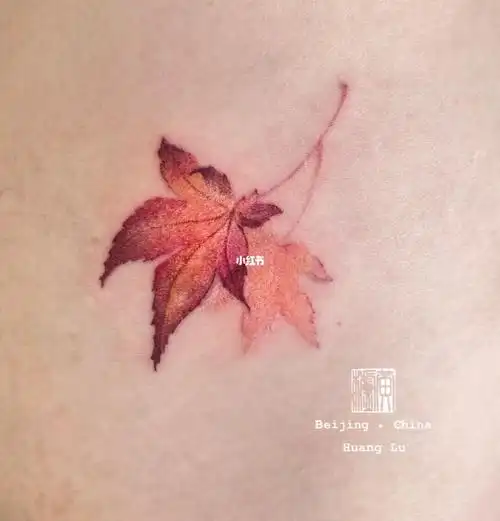 tattoo原创纹身水墨枫叶