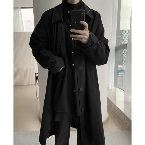 黑色风衣男长款过膝