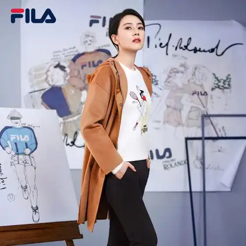 fila斐乐高圆圆同款女绵羊绵羊毛毛呢外套2021春季运动茄克