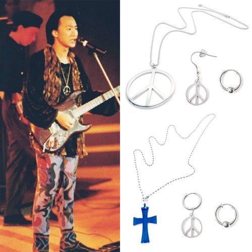 beyond乐队黄家驹演唱演唱会会同和平钢圈钢珠耳环耳环