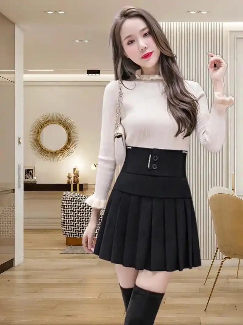 姐妹们,百搭的百褶裙来了…这条半身字母a字短裙是高腰 - 抖音