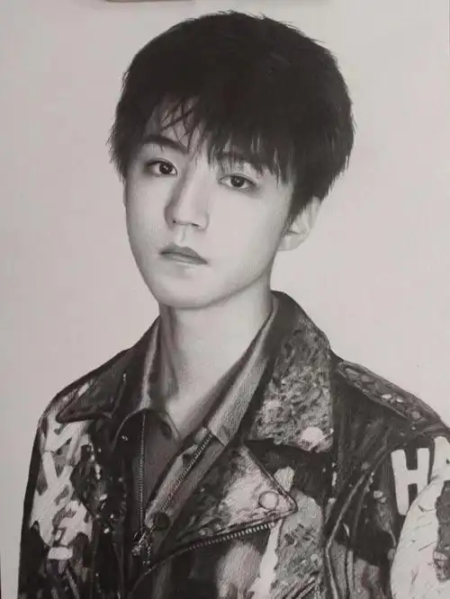 客单手绘肖像画王俊凯