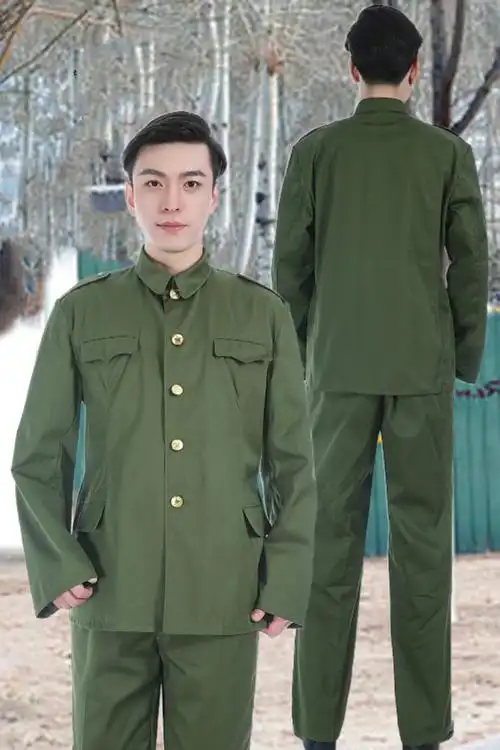 库存正品涤卡陆尉官冬常服老式干部套装立领中山装耐磨防火工作服