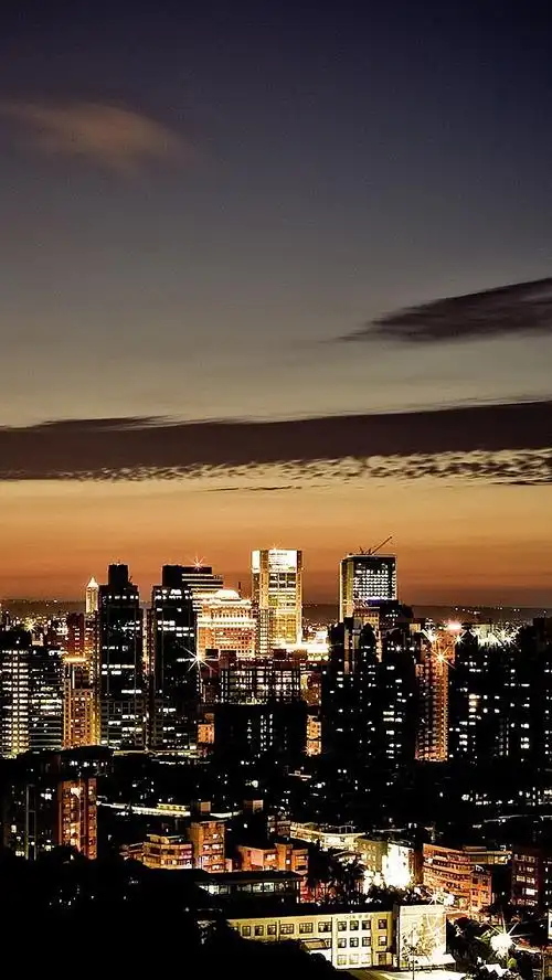 城市夜景 天空 晚霞