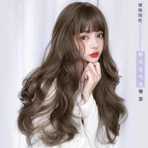 假发女长发自然全头套式大波浪金色长卷发空气刘海仿真发丝假发套