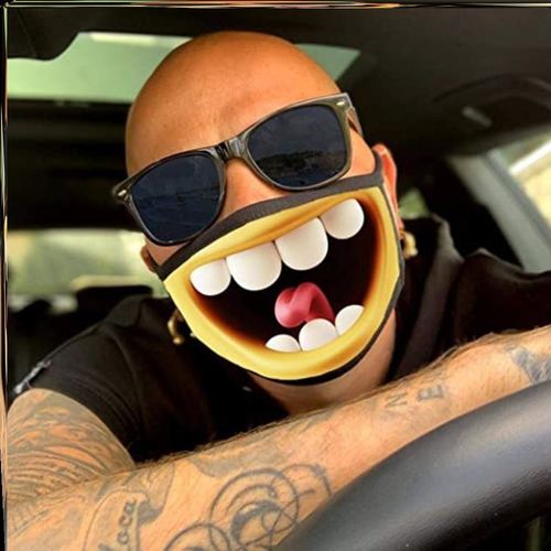 口罩哈大笑微笑图案没戴假装人脸仿真搞笑嘴巴口罩