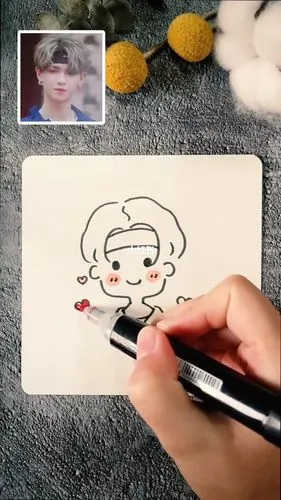 20秒教你画黄明昊_黄明昊_简笔画_教程_简笔画教程_人文_绘画