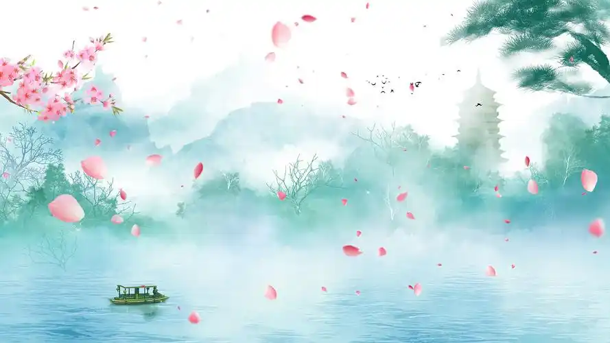 唯美桃花仙境世外桃源背景素材天宫背景4k4k唯美中国风山水美景视频