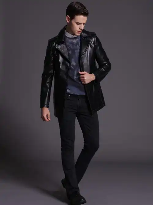 简约猎装风中长款绵羊皮皮衣