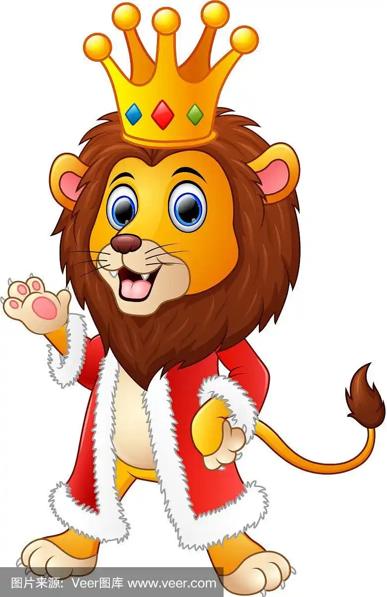 卡通狮子在国王的服装