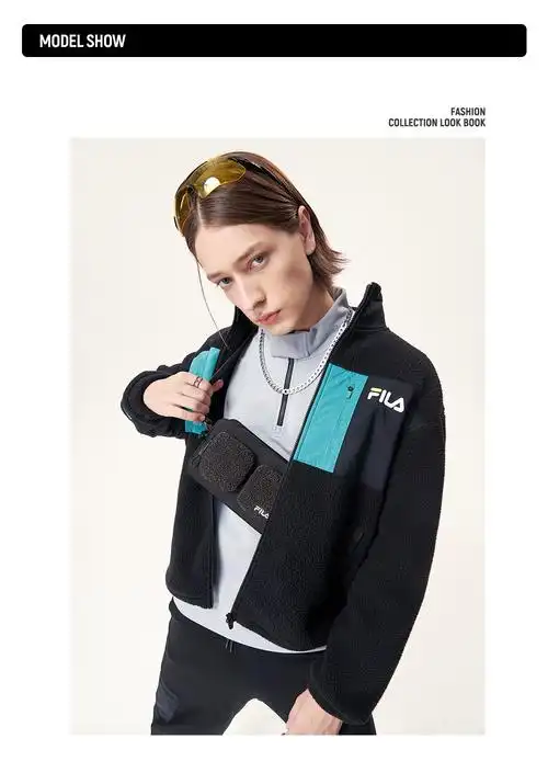 filafusion斐乐潮牌男子运动外套2021年冬季新款仿羊羔绒夹克迷雾灰gy