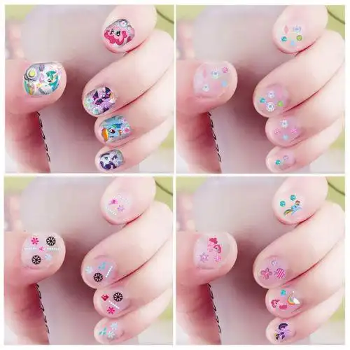 卡通动漫正品孩之宝小马宝莉指甲贴盘儿童指甲贴墙贴美甲贴环保