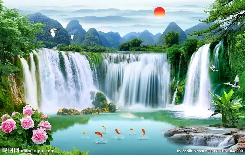 山水风景背景墙图片