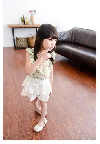 2015夏款童装 韩版女童裙裤套装 儿童雪纺波点背心t恤2-3-6岁宝宝