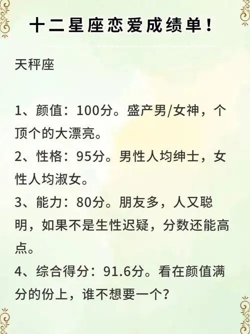 十二星座恋爱成绩单下